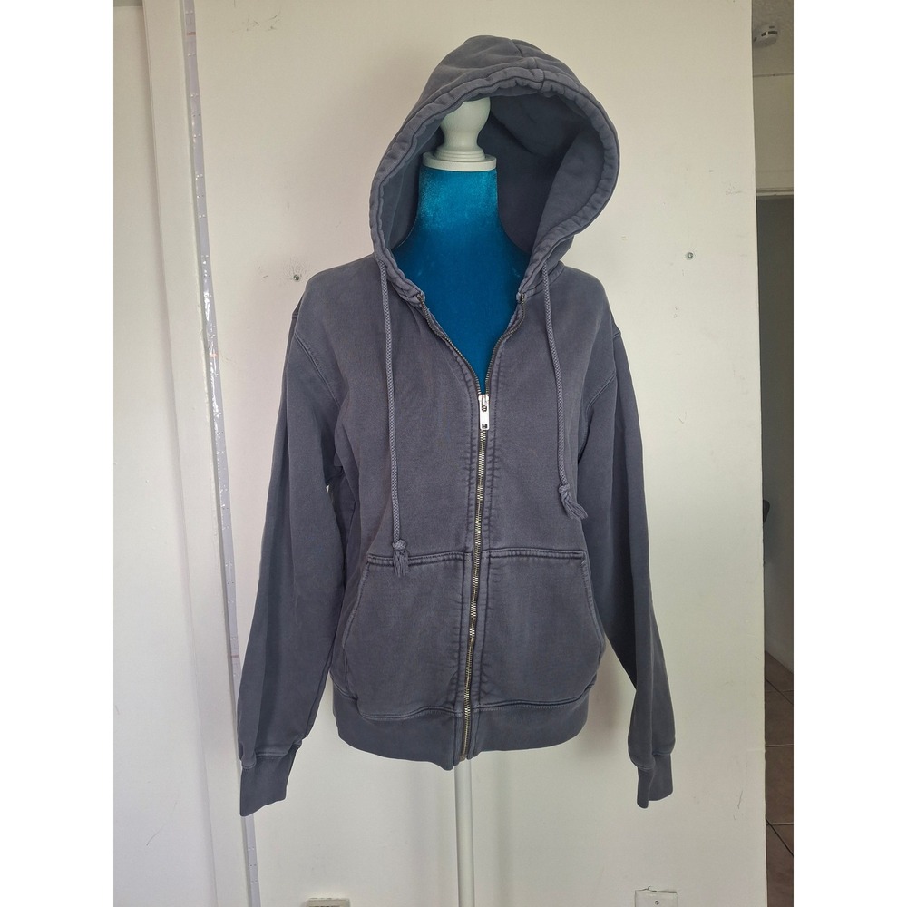 Brandy Melville Christy Full Zip Hoodie Faded Charcoal Grey Oversized Sweatshirt